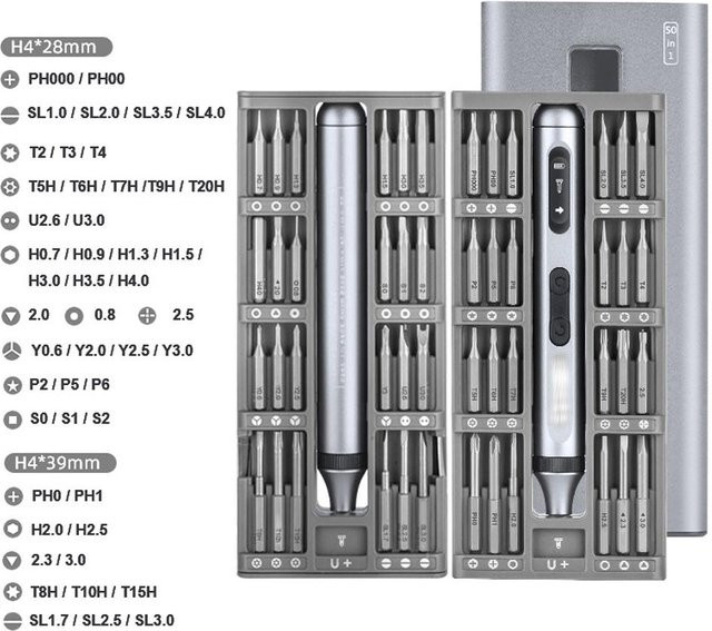 Multifunktionaler elektrischer Schraubendreher JD1006-C mit Akku, Reparaturwerkzeugset aus Aluminium in Silber/Bunt - Bild 1