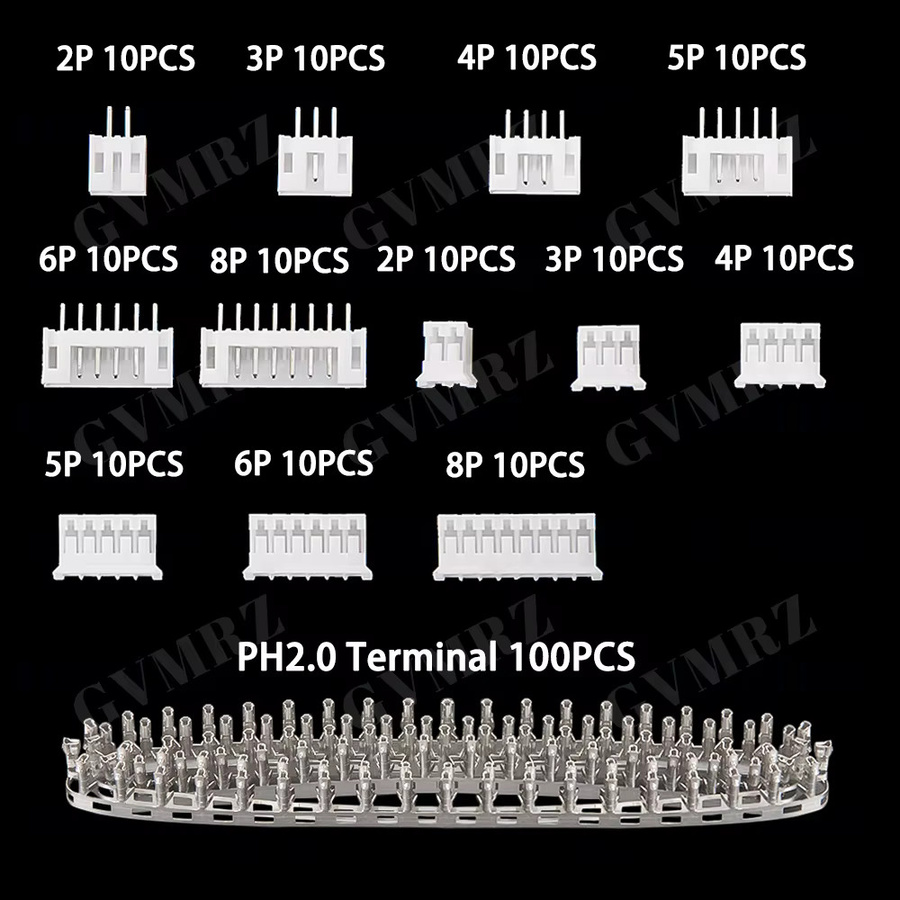 JST 220-teiliges Set PH 2,0 Steckverbinder-Kit mit Stecker und Buchsen, 2,0 mm Rastermaß, Farbe: Weiß - Bild 4