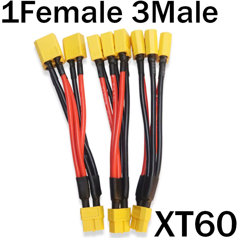 XT60 Parallel-Batterieanschluss Y-Splitter mit 12AWG Silikondraht in Gelb, 100 mm Dual-Verlängerung für Batterieladegeräte und Motoren - Bild 2
