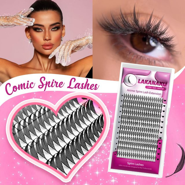 LAKANAKU Spire Lashes Feather Individuelle Wimpernverlängerung, Black, Unisex - Bild 1
