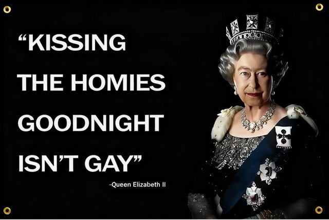 Kissing Homies Goodnight Flag Lustiger Wandteppich in Schwarz mit vier Ösen, B/H: 60 x 90 cm - Bild 1