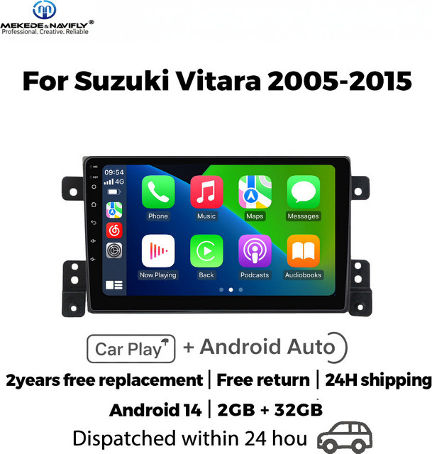 NAVIFANS Android 14 Intelligentes Auto-Audiosystem für Suzuki Grand Vitara 3 (2005-2015) mit Wireless Carplay, Multimedia-Player, Schwarz - Bild 1