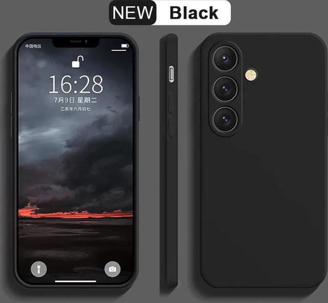 Flüssigsilikon Handyhülle für Samsung Galaxy S21 S22 S23 S24 S25 Ultra Plus und S23 S24 FE in Schwarz - Bild 1