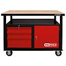 KS Tools Fahrbare Werkbank mit 3 Schubladen und 1 Tür, Schwarz-Rot, B: 120 cm, H: 84 cm, T: 60 cm - Bild 2