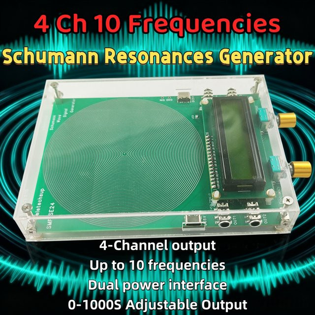 Eletechsup 4-Kanal Schumann-Resonanzgenerator SMFSE24 mit Zyklus-Timing-Funktion, 0,01–100 kHz, Farbe: Grün - Bild 1