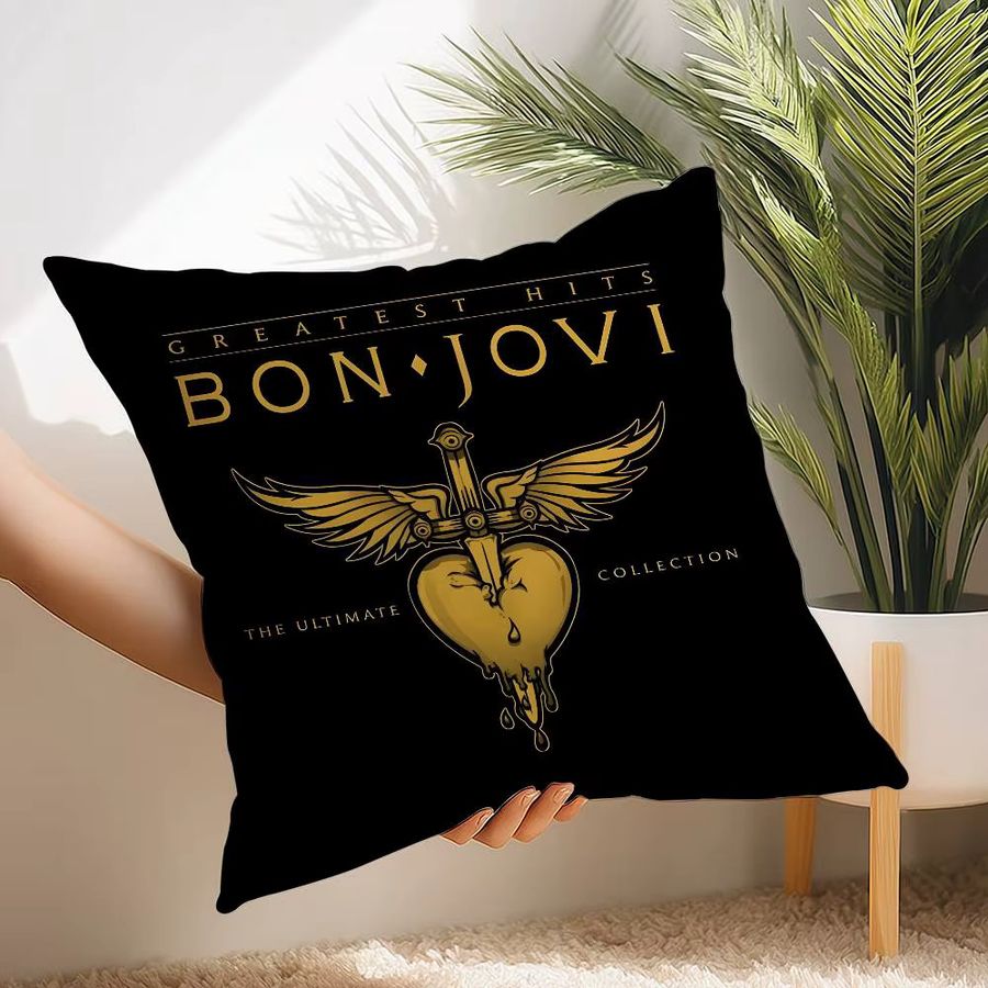 B-Bon J-Jovi Rock Kissenbezug aus Plüsch mit quadratischem Design für dein Sofa und deine Heimdekoration - Bild 4
