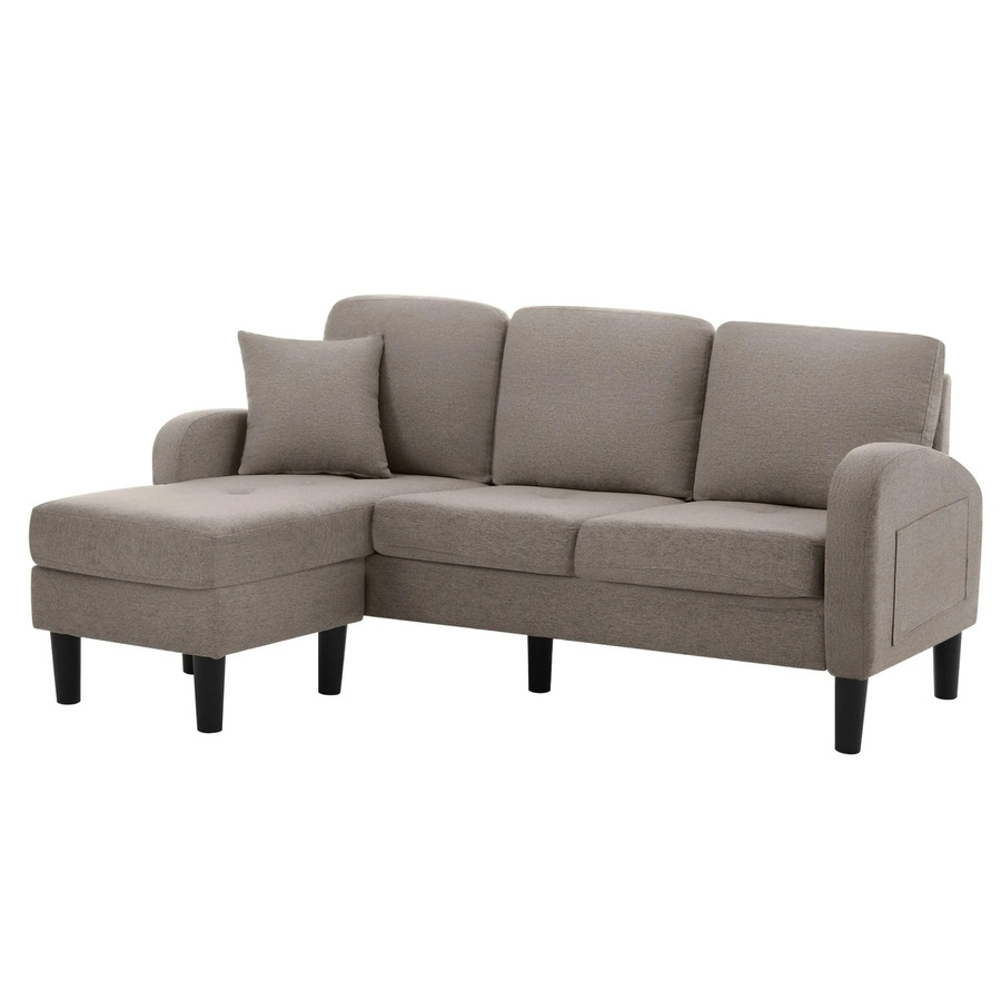 Merax Ecksofa L-Form aus Leinenstoff in modernem Design, Breite: 166 cm, Tiefe: 118 cm, Höhe: 77 cm - Bild 2