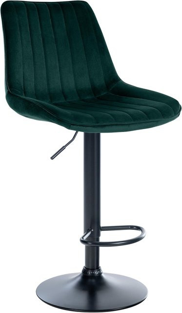 CLP Barhocker Toni moderner Samt-Thekenhocker mit Rückenlehne und Metallgestell, höhenverstellbar - Bild 1