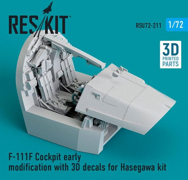 Hasegawa F-111F Cockpit early modification with 3D decals, 3D Printed - Bild 1