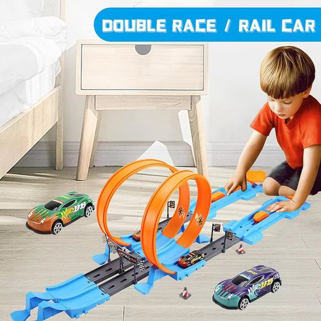 CONUSEA Stunt Speed Double Car Wheels Model Toys Racing Track DIY Set - Bild 1