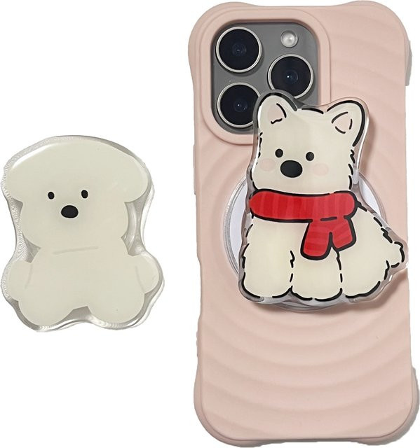 LS Griptok Handyhalterung mit weißem Cartoon Hund für iPhone 17 Pro Max und andere Smartphones - Bild 1
