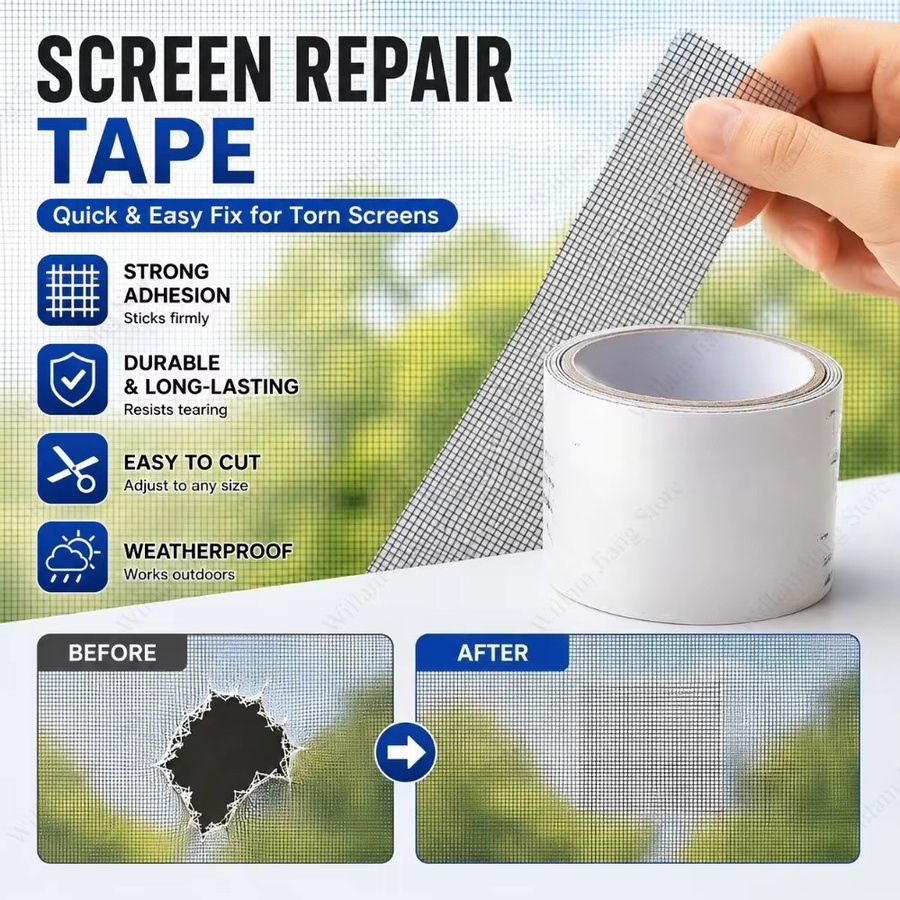 Selbstklebendes Reparaturset für Fenstergitter und Moskitonetze, wasserdichtes Netzpatch in Weiß, Breite: 5 cm, Länge: 2 m - Bild 2
