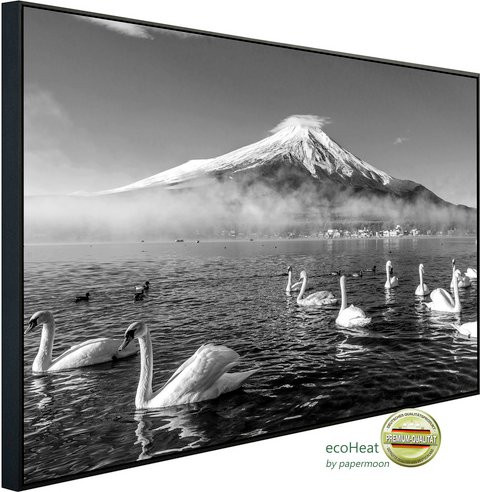 papermoon EcoHeat Infrarotheizung Mount Fuji mit Schwänen in Bunt mit Matt-Effekt, App-Steuerung und Überhitzungsschutz - Bild 1