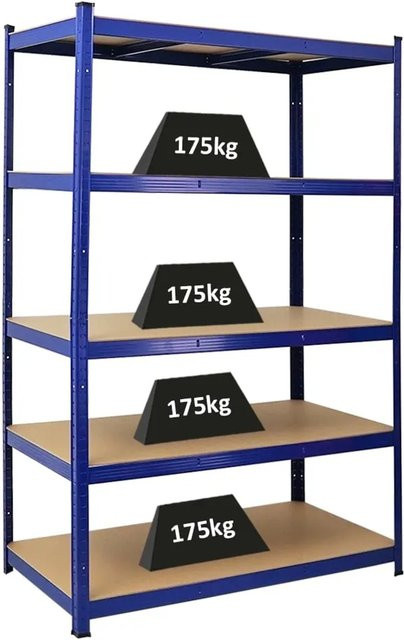 PROREGAL Schwerlastregal Taurus Blau mit verstellbaren Fachböden aus MDF und Metall, H x B x T: 180 x 120 x 60 cm - Bild 1