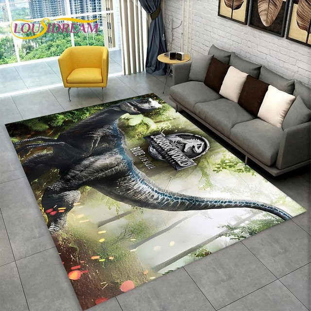 Karpetti 3D-Cartoon-Dinosaurier-Teppich für Kinder, rutschfest und waschbar, B/T: 150 x 100 cm, Mehrfarbig - Bild 1