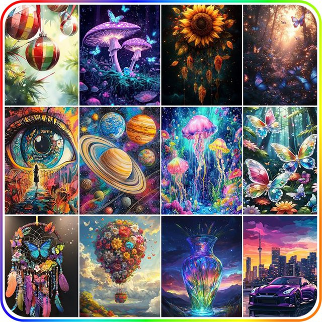 Potdemiel Diamond Painting Kit, Abstract Object Scenery, Natur, Bunt / Mehrfarbig - Bild 1