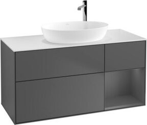 V&B Waschtischunterschrank Finion mit Wandbeleuchtung, Anthrazit lackiert, Breite: 120 cm, Höhe: 50,1 cm - Bild 1