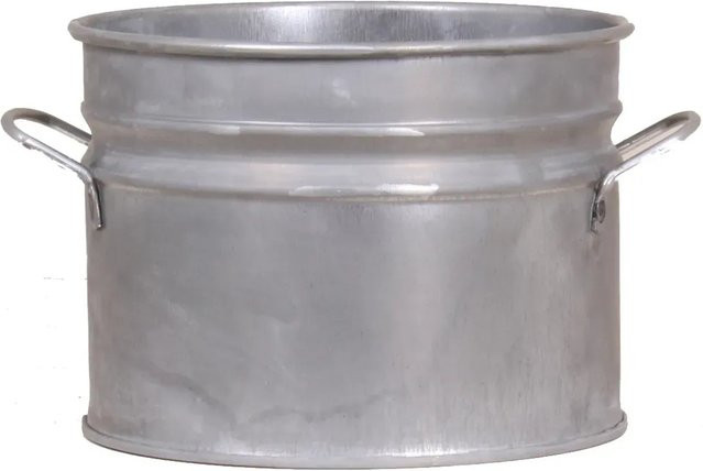 Shabbylook Zink-Übertopf mit Griffen in Silber, Durchmesser: 12 cm, Höhe: 11 cm - Bild 1