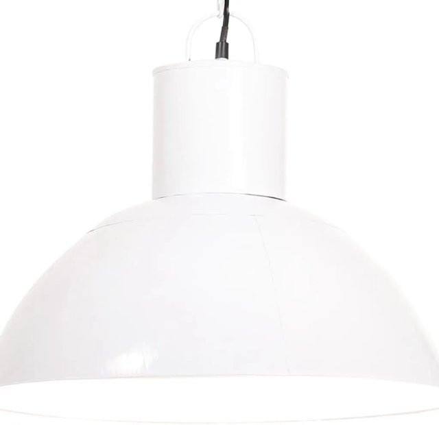 vidaXL Hängelampe in Weiß, runde Pendelleuchte aus Eisen im Industriestil, E27, Durchmesser: 48 cm - Bild 1