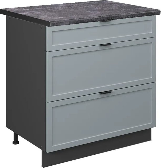 Vicco Küchenunterschrank Fame-Line mit Schubladen und Arbeitsplatte, Anthrazit und Hellblau-Grau, Breite: 80 cm, Höhe: 82 cm, Tiefe: 60 cm - Bild 2