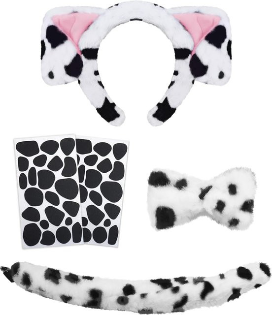 Dalmatiner-Hundeohren mit Schleife und Schwanz, Kostüm-Accessoire, Stirnband, Plüsch - Bild 1