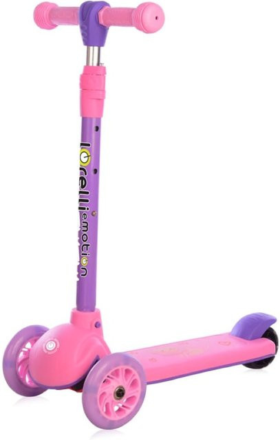 Lorelli Tamtam Kinderroller mit 3 Rädern, höhenverstellbar, Leuchträder, rosa - Bild 1