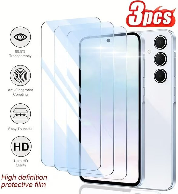 3er Pack Displayschutzfolie aus gehärtetem Glas für Samsung Galaxy A12 A13 A15 A05 A05S A32 A35 A25 5G in Transparent - Bild 1