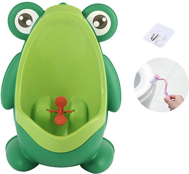 Kidsly Kinder-Urinal Cartoon-Frosch in Grün aus Kunststoff für das Pipi-Training von Jungen - Bild 1
