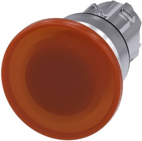 Siemens Pilzdrucktaster 3SU1051-1BD00-0AA0 mit Frontring aus Metall in Silber und amberfarbenem Knopf - Bild 1