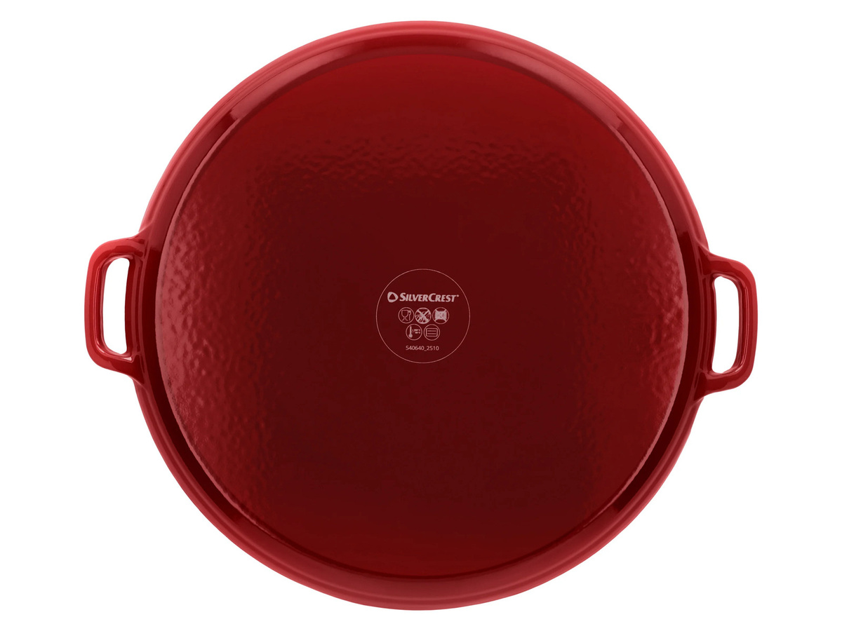 SILVERCREST Premium-Gusseisenpizzaplatte aus emailliertem Gusseisen in Rot, rund, Durchmesser: 31,0 cm - Bild 4