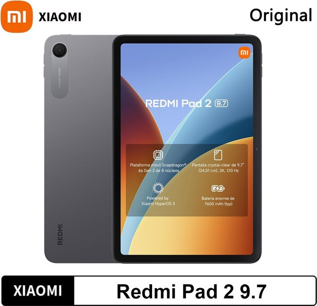 Xiaomi Redmi Pad 2 Tablet Globale Version mit 9.7 Zoll 2K 120Hz Display, Snapdragon 6s Gen 2, 4G LTE, Wi-Fi, 7600mAh Akku, Grau - Bild 1