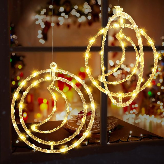 Peach Forest LED Weihnachtsbeleuchtung Stern und Mond zum Aufhängen, Höhe: 32 cm - Bild 1