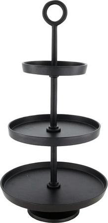 3-stöckige Etagere aus Aluminium in Schwarz im Landhaus-Stil, Höhe: 47 cm