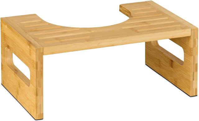 Relaxdays Toilettenhocker aus Bambus in Natur, B/T/H: 43,5 x 18,5 x 28 cm - Bild 1