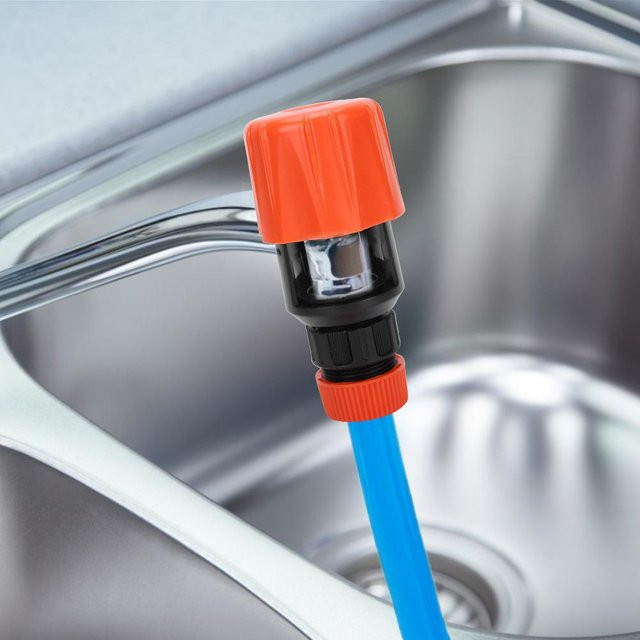 KaiSai Universeller Wasserhahn Schlauchanschluss Adapter für Küchenarmaturen und Gartenbewässerung, Orange - Bild 1