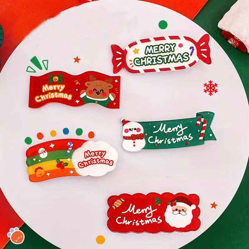 5 Stück Haarspangen, Weihnachtsmann-Rentier, Acryl, Kinder - Bild 2