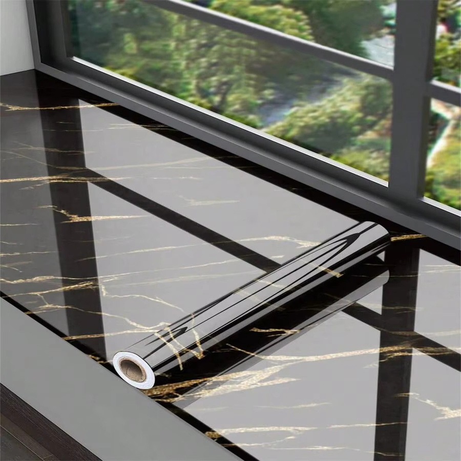 TTOKKONG Selbstklebende Marmor Tapete aus Aluminium, glänzend, wasserfest und ölbeständig für Wanddekoration in Küche und Wohnzimmer - Bild 2