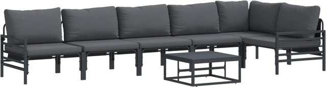 7-tlg. vidaXL Garten-Sofa-Set in Anthrazit aus pulverbeschichtetem Stahl mit UV-beständigen Polstern - Bild 1