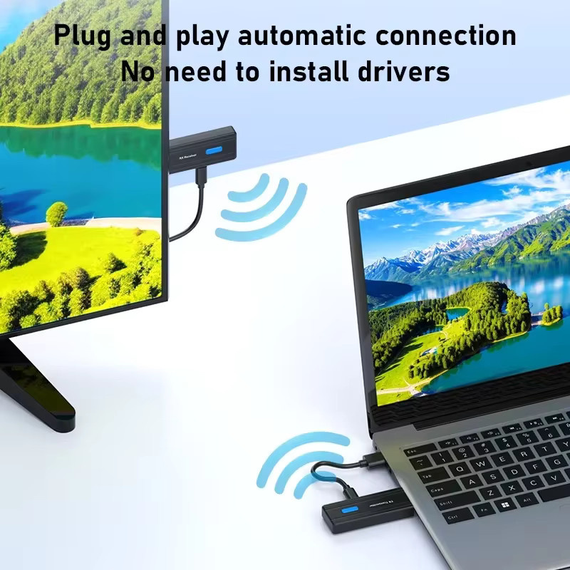 KEBIDUMEI Drahtloser HDMI Video Sender und Empfänger Extender, Media Streamer Display Adapter in Schwarz für Kamera, Laptop und PC zu TV - Bild 4