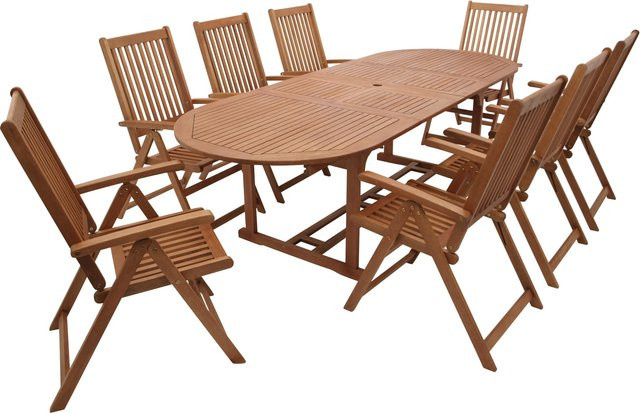 DEGAMO Garnitur LAGO 9-teilig in XL-Ausführung aus Eukalyptus Holz in Braun - Bild 1
