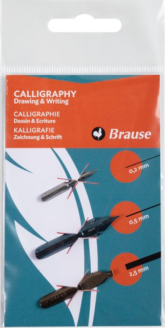 Brause Kalligrafiefedern Set aus Stahl in Blau für Zeichnung und Schrift - Bild 1
