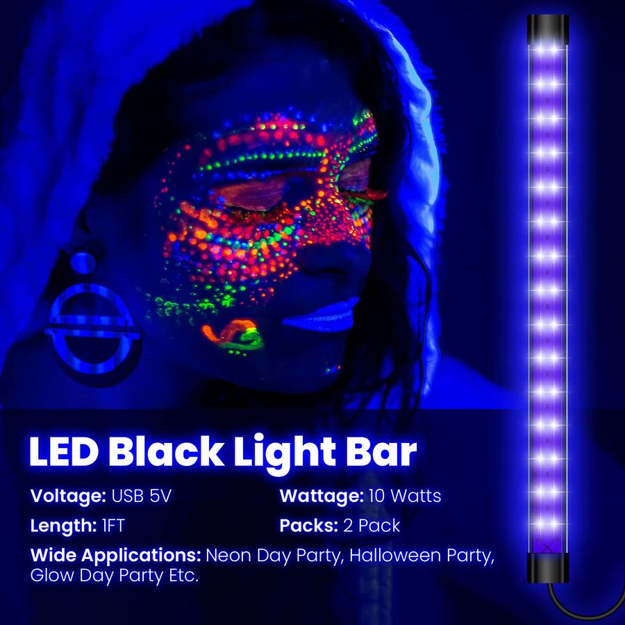HEGEHE 2er Set UV Schwarzlicht LED Bars 10W, Farbe: Schwarz, Länge: 30 cm - Bild 2
