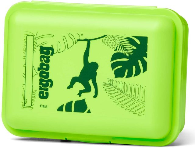 ergobag Brotdose Dschungel mit Trennsteinen in Green, B/T/H: 18,0 x 13,0 x 7,0 cm - Bild 1