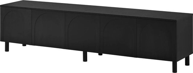 ModernLuxe TV-Lowboard aus MDF in Schwarz mit 5 Türen und Metallfüßen, B/T/H: 180 x 45 x 38 cm - Bild 1