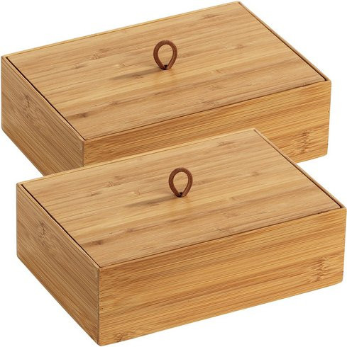 WENKO Aufbewahrungsbox aus Bambus in Braun, B/T/H: 22 x 15 x 7 cm - Bild 1