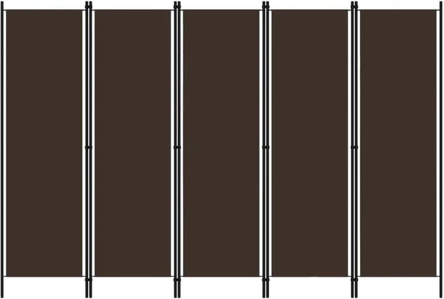 vidaXL 5-teiliger Raumteiler aus pulverbeschichtetem Eisen und Polyester in Braun, B: 250 cm, H: 180 cm - Bild 1