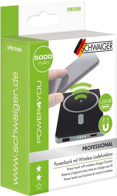 Schwaiger Powerbank LPBC0500 Schwarz mit 5.000 mAh und USB-C Anschluss - Bild 1