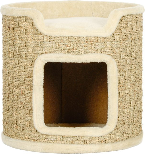 Svintora Katzen-Kratzturm mit Sisal-Gewebe, weicher Plüsch-Katzenhöhle und erhöhter Plattform in Beige - Bild 1