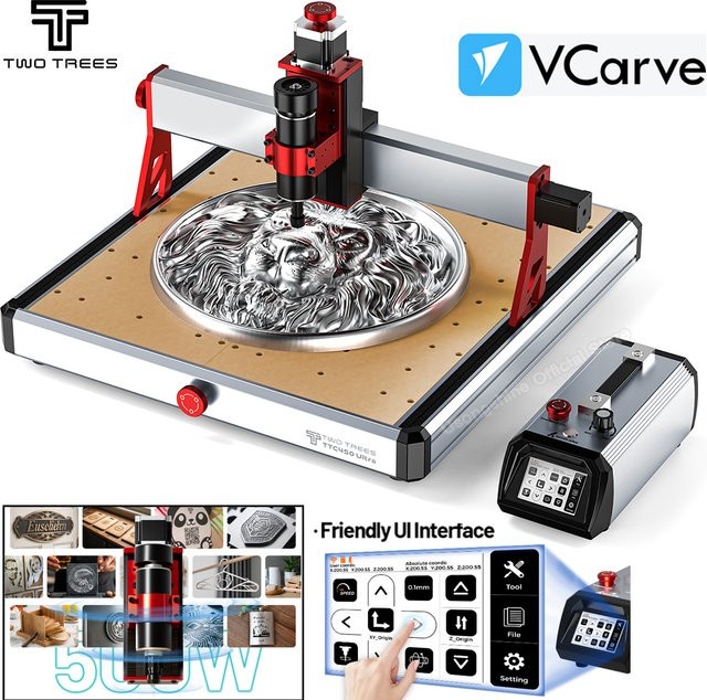 Twotrees TTC450 Ultrahochpräziser CNC-Fräser mit 500 W Spindel als 3-Achsen/4-Achsen-Frässchneidemaschine und Metall-Lasergravierer - Bild 1