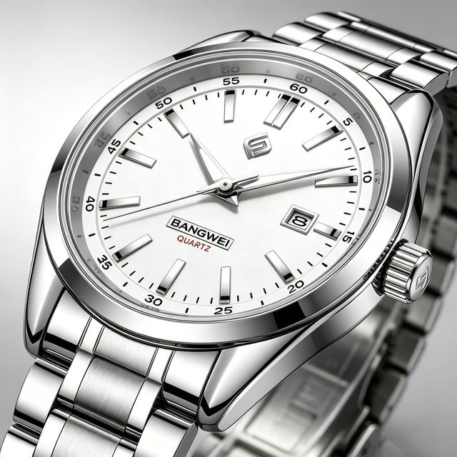 BANGWEI Armbanduhr, Quarz, Edelstahl, Silber, Herren - Bild 1